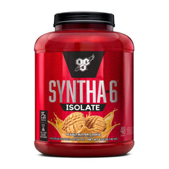 BSN SYNTHA-6 ISOLATE peanut butter cookie jar showing premium protein quality