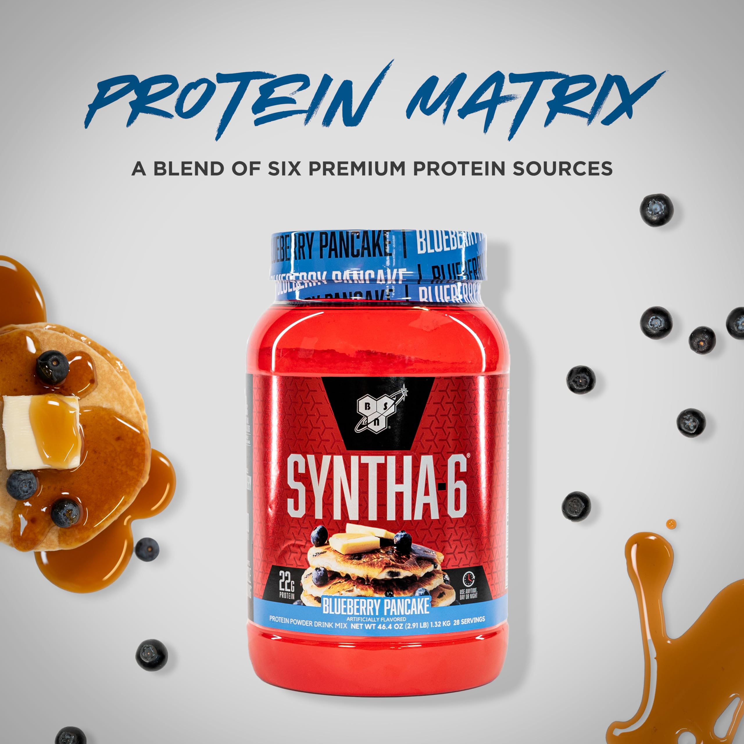 BSN SYNTHA-6 post-workout shake in glass, convenient protein option.