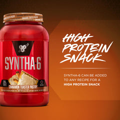BSN SYNTHA-6 powder scoop showing 6g fiber per serving