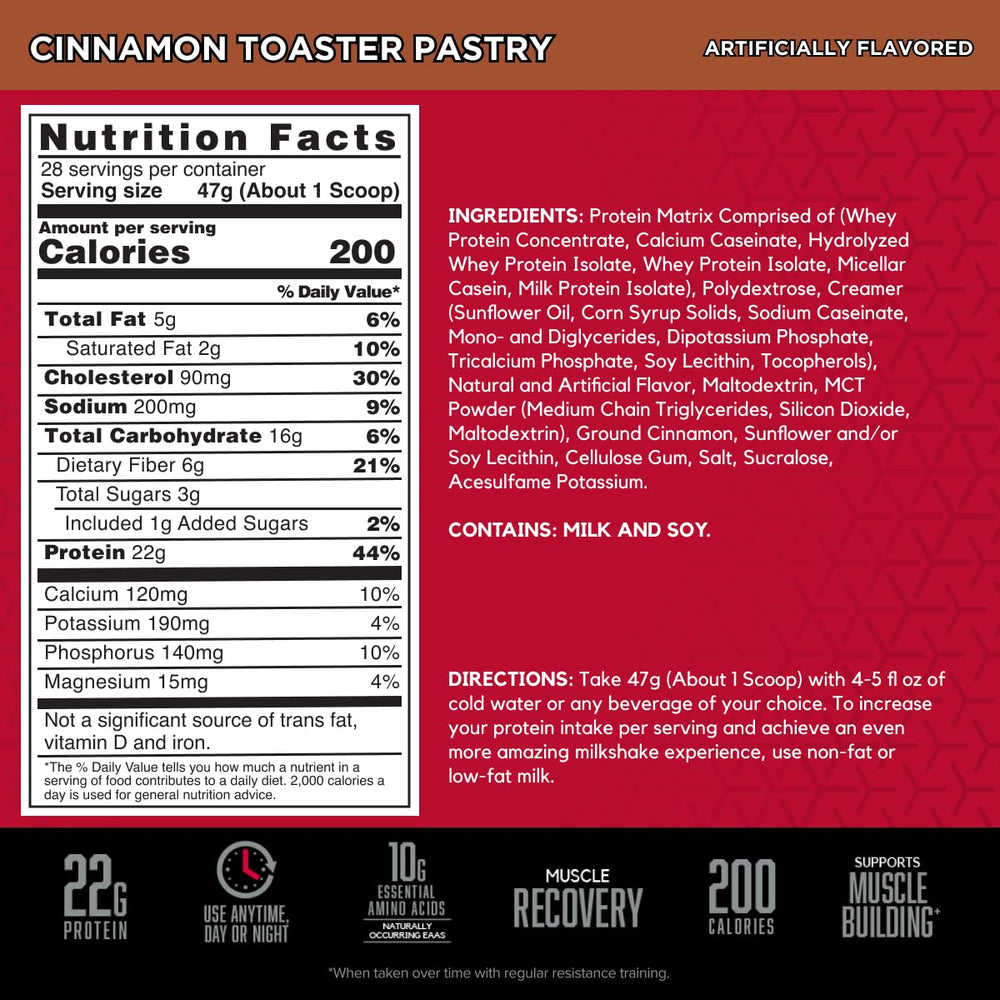 BSN SYNTHA-6 tub label closeup highlighting 22g protein per serving