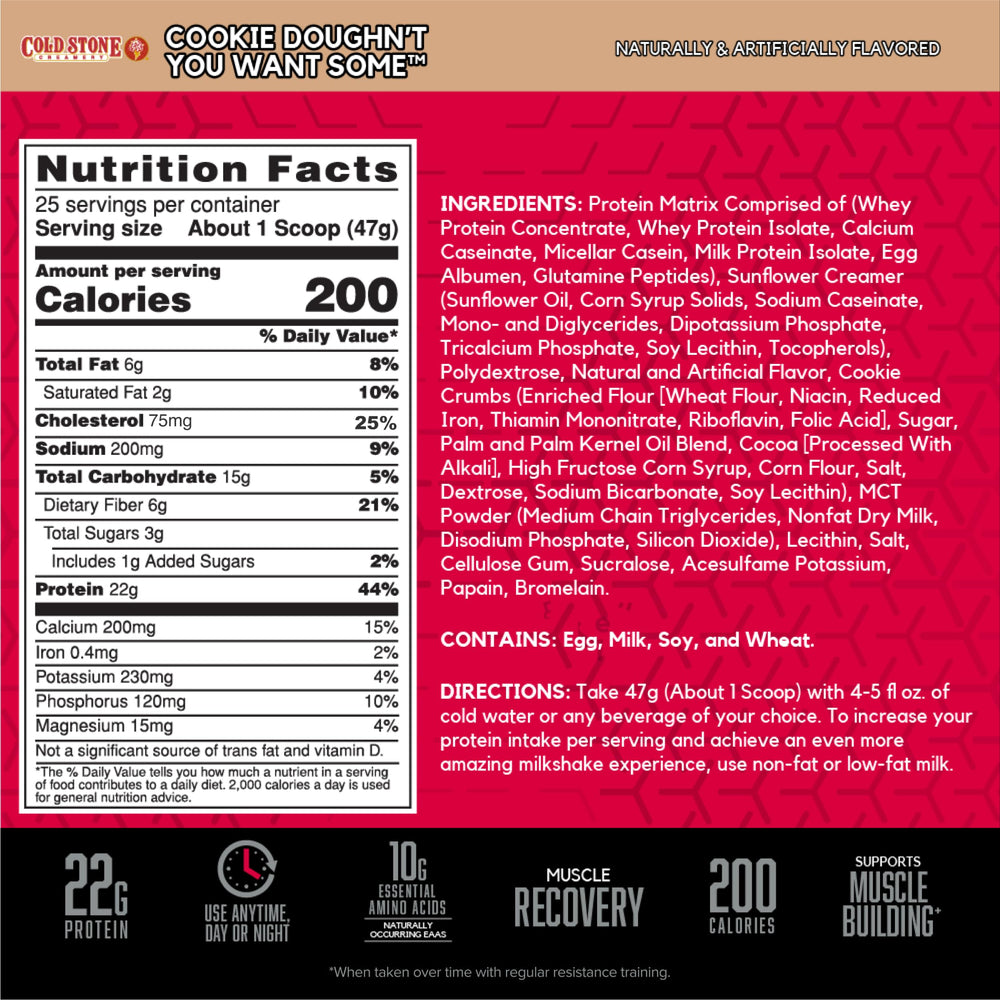 BSN Syntha-6 scoop beside canister showing convenient serving size.