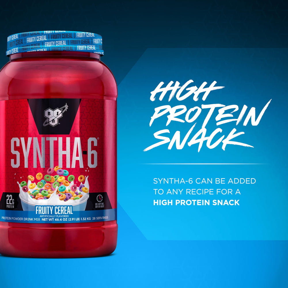 BSN SYNTHA-6 shaker bottle beside the tub for convenient on-the-go fueling.