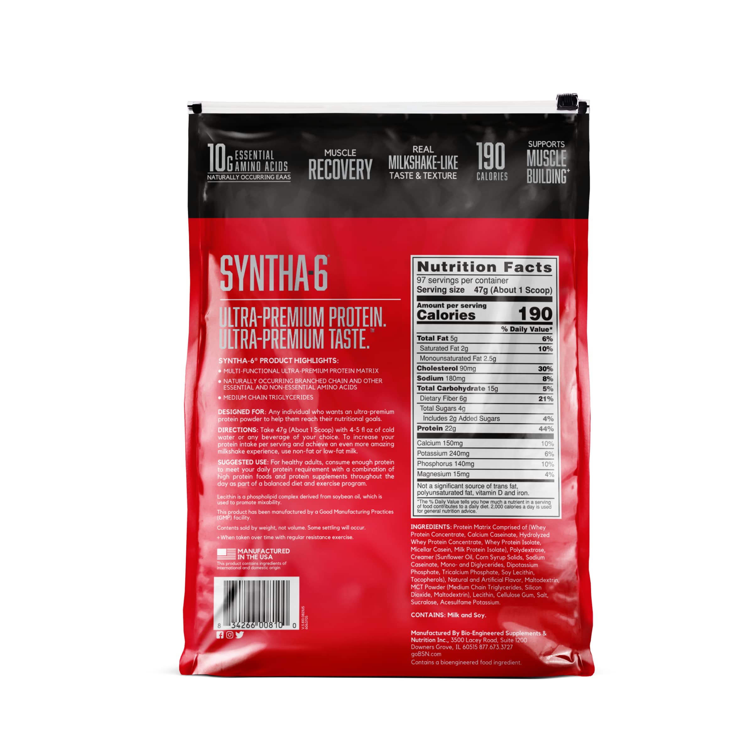 BSN SYNTHA-6 tub beside glass and sporty backdrop for post-workout use.