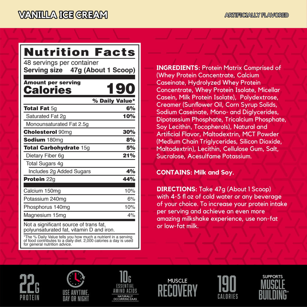 BSN SYNTHA-6 vanilla shake glass, creamy post-workout fuel.