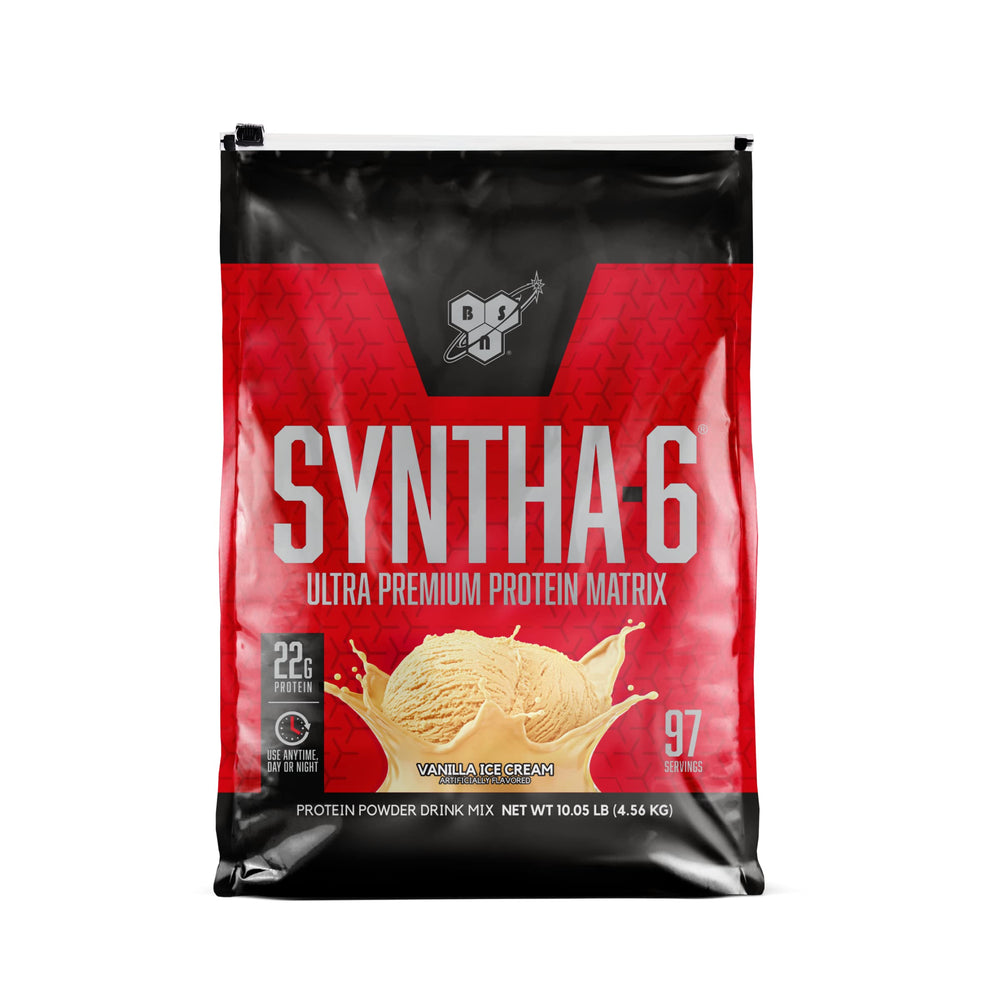 BSN SYNTHA-6 vanilla shake close-up with creamy texture.