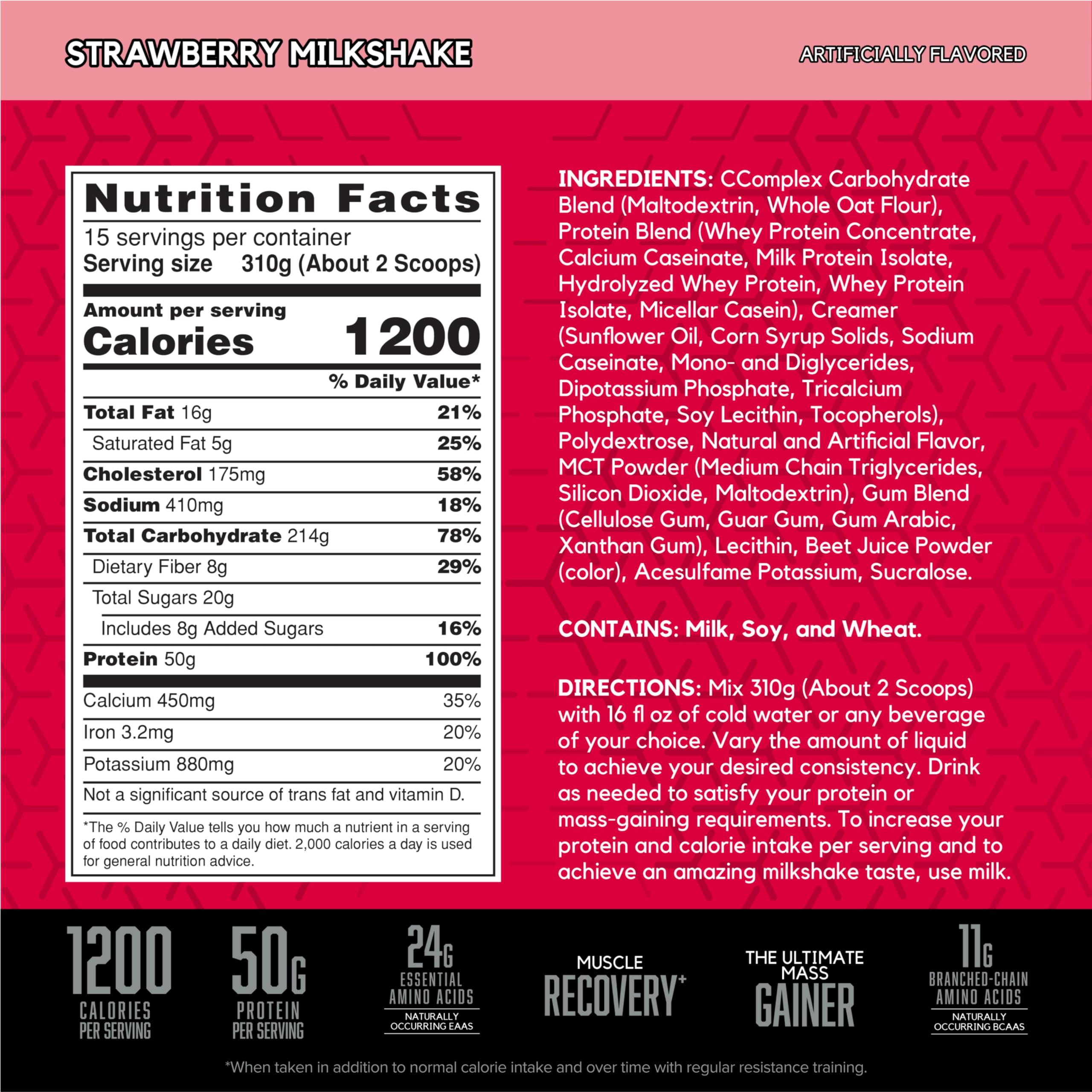 Strawberry Milkshake BSN TRUE-MASS 1200 shake after training