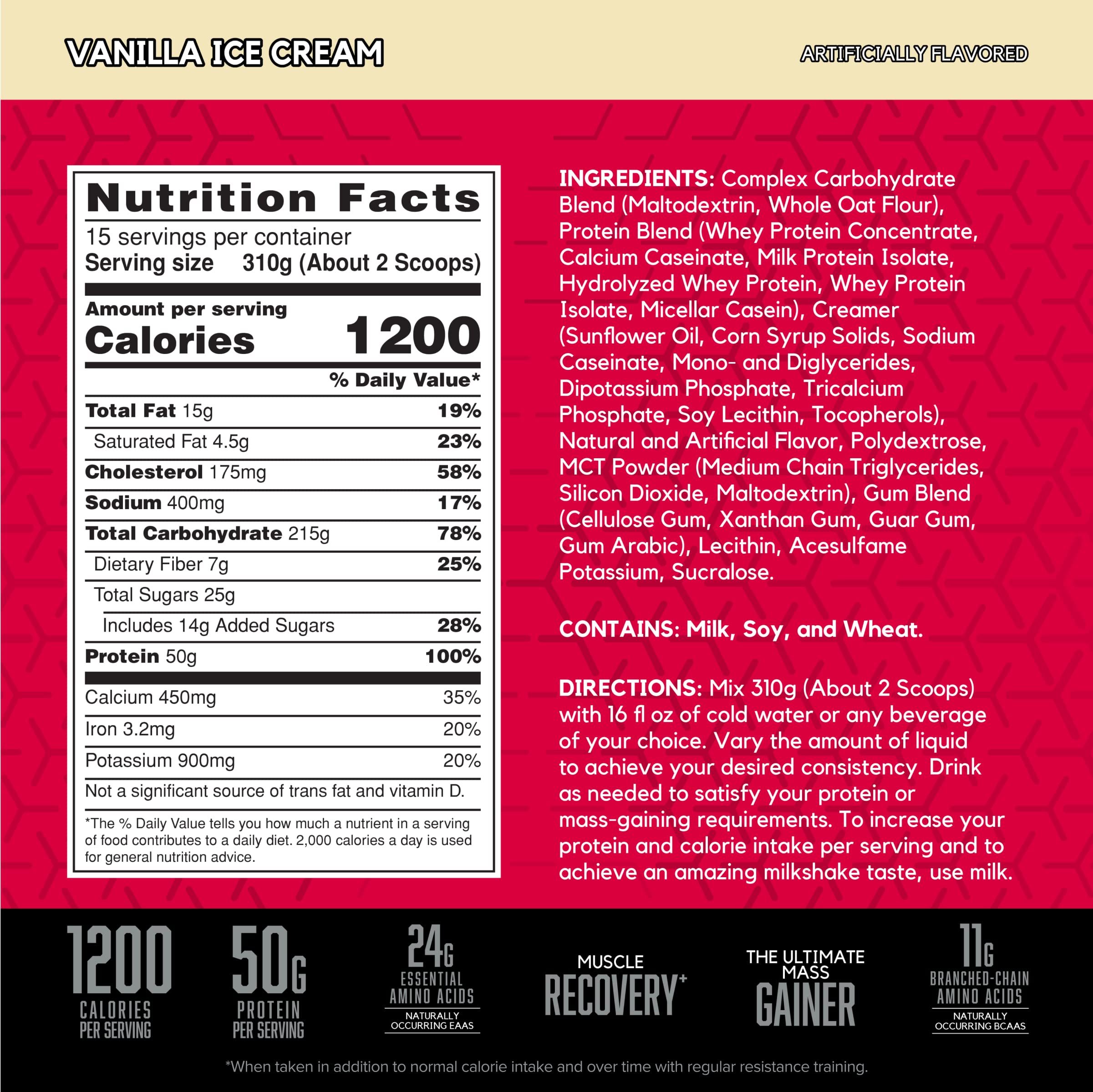 BSN True-Mass 215 g carbohydrates per serving fuels training sessions.