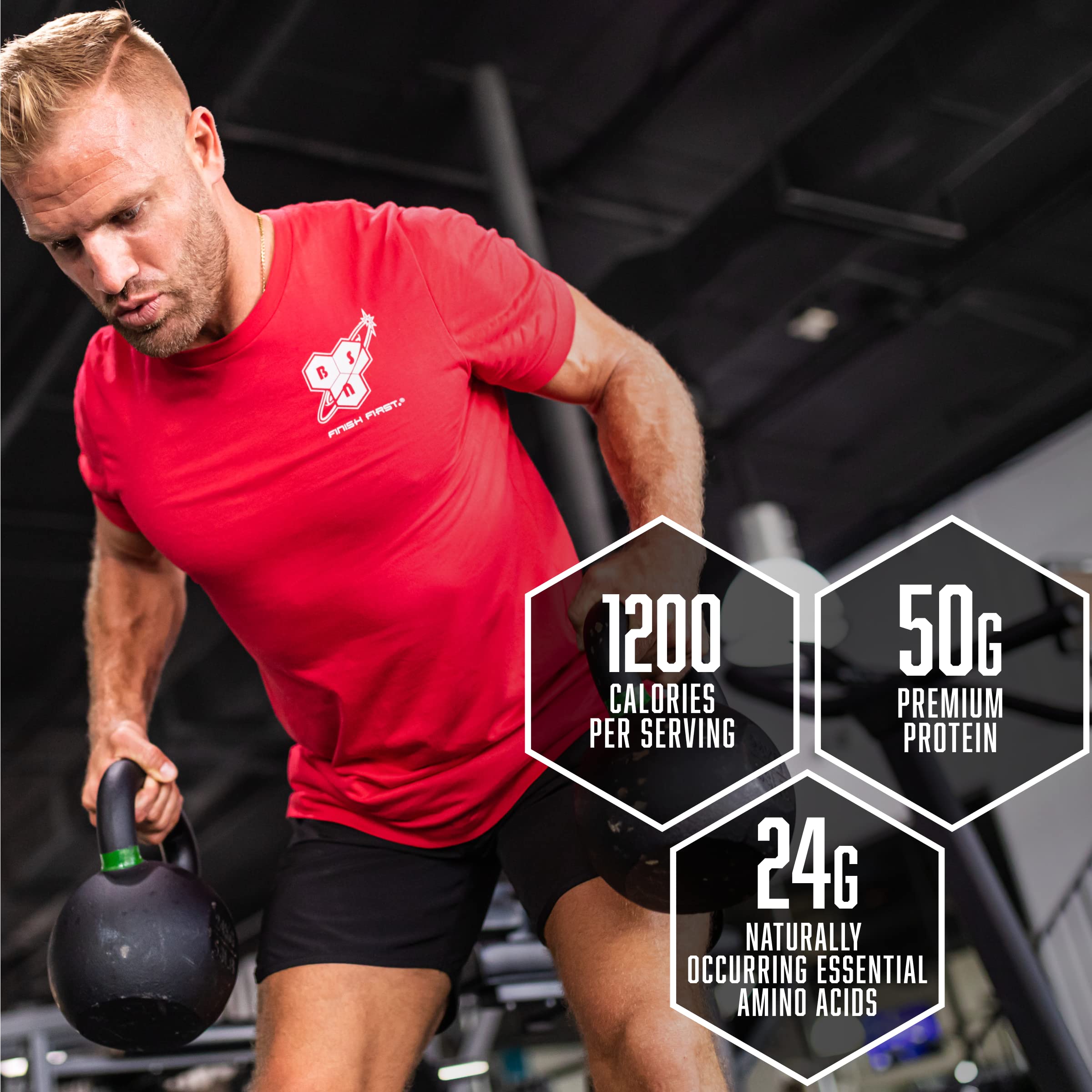 BSN True-Mass BCAA and EAA profile supports essential amino acid intake.
