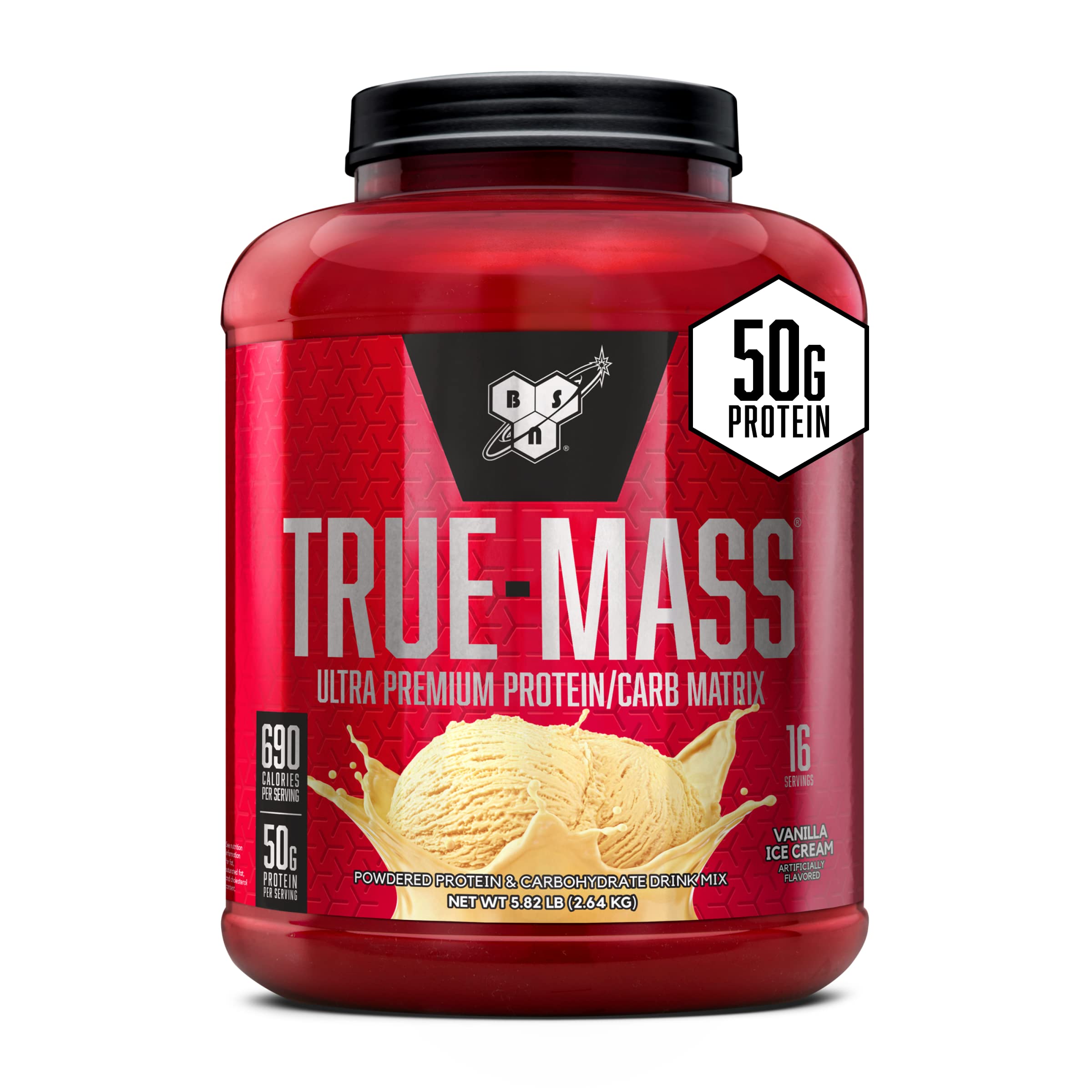 BSN TRUE-MASS bottle front view for post-workout mass fueling