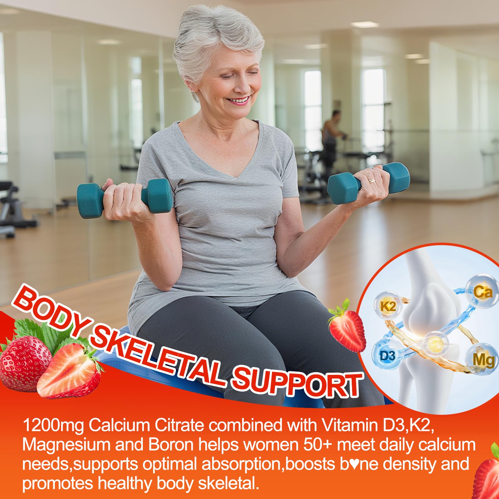 Open jar of BSSTABBON calcium citrate gummies for convenient daily use