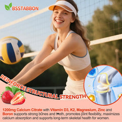 BSSTABBON Calcium Gummies beside a glass of water for easy daily routine