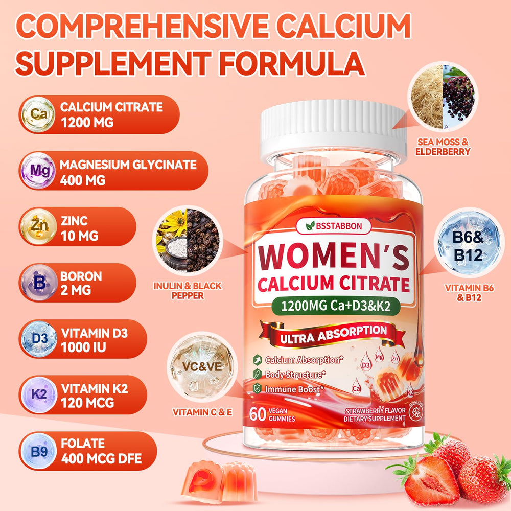 BSSTABBON Calcium Gummies unwrapped for on the go daily use