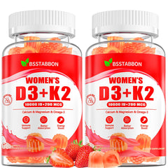 BSSTABBON D3 K2 gummies bottle showcasing vegan multivitamin for daily immune support.