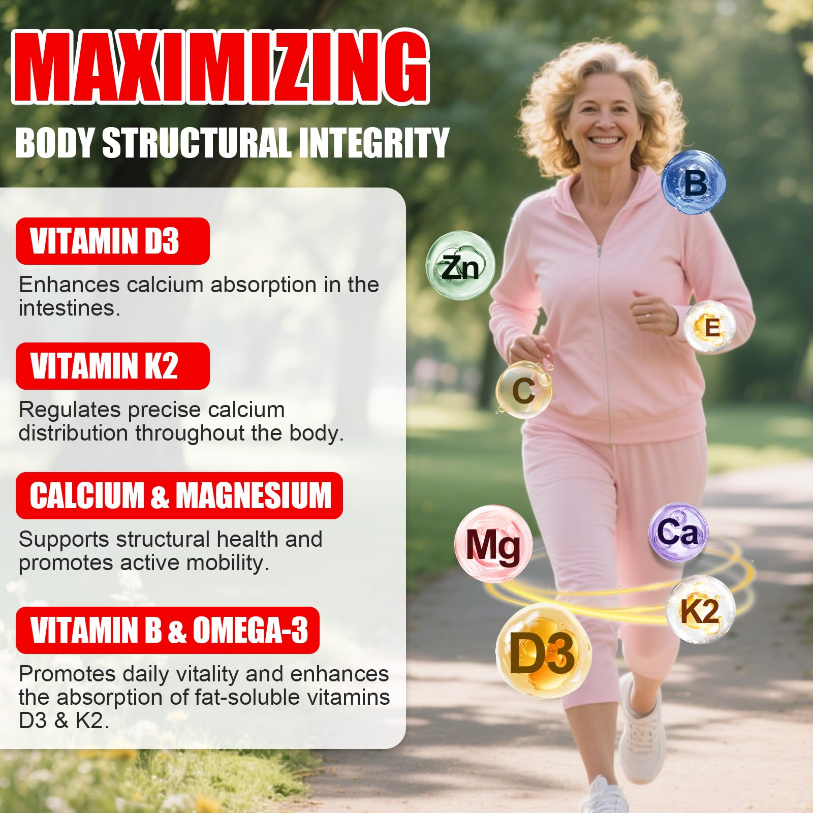BSSTABBON D3 K2 gummies label highlights vitamin content and vegan ingredients.