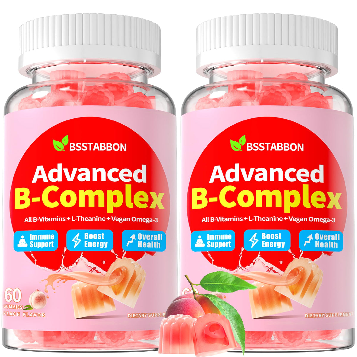 BSSTABBON methylated B gummies in bottle front for easy daily energy support
