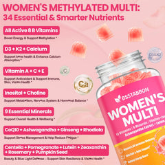 BSSTABBON gummy close-up highlighting methylated vitamins for absorption.
