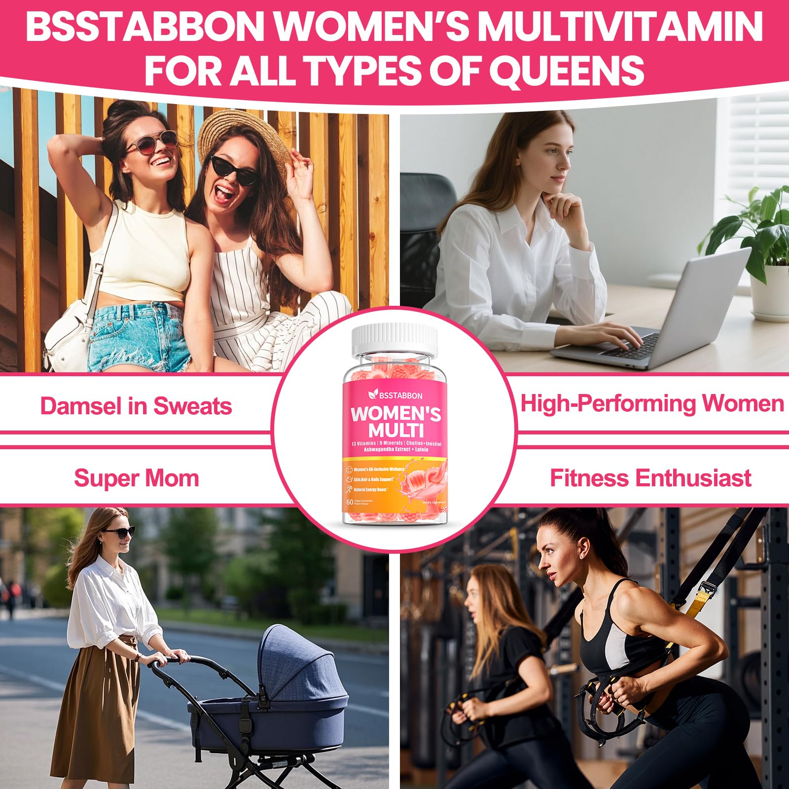 BSSTABBON ingredients visual showing plant-based antioxidants and adaptogens.