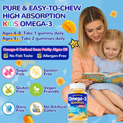 BSSTABBON vegan omega-3 kids gummies package appeals to health-conscious families.