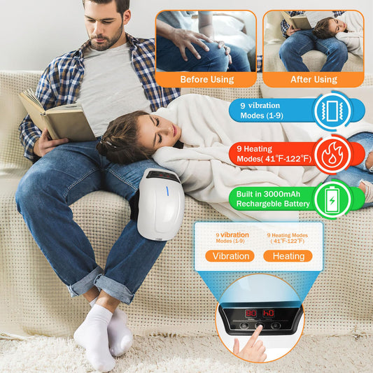 Bsteciar heated knee massager LED screen detail for easy control