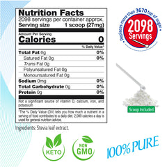 BSweetBNatural stevia powder packaging label highlights kosher and vegan credentials.