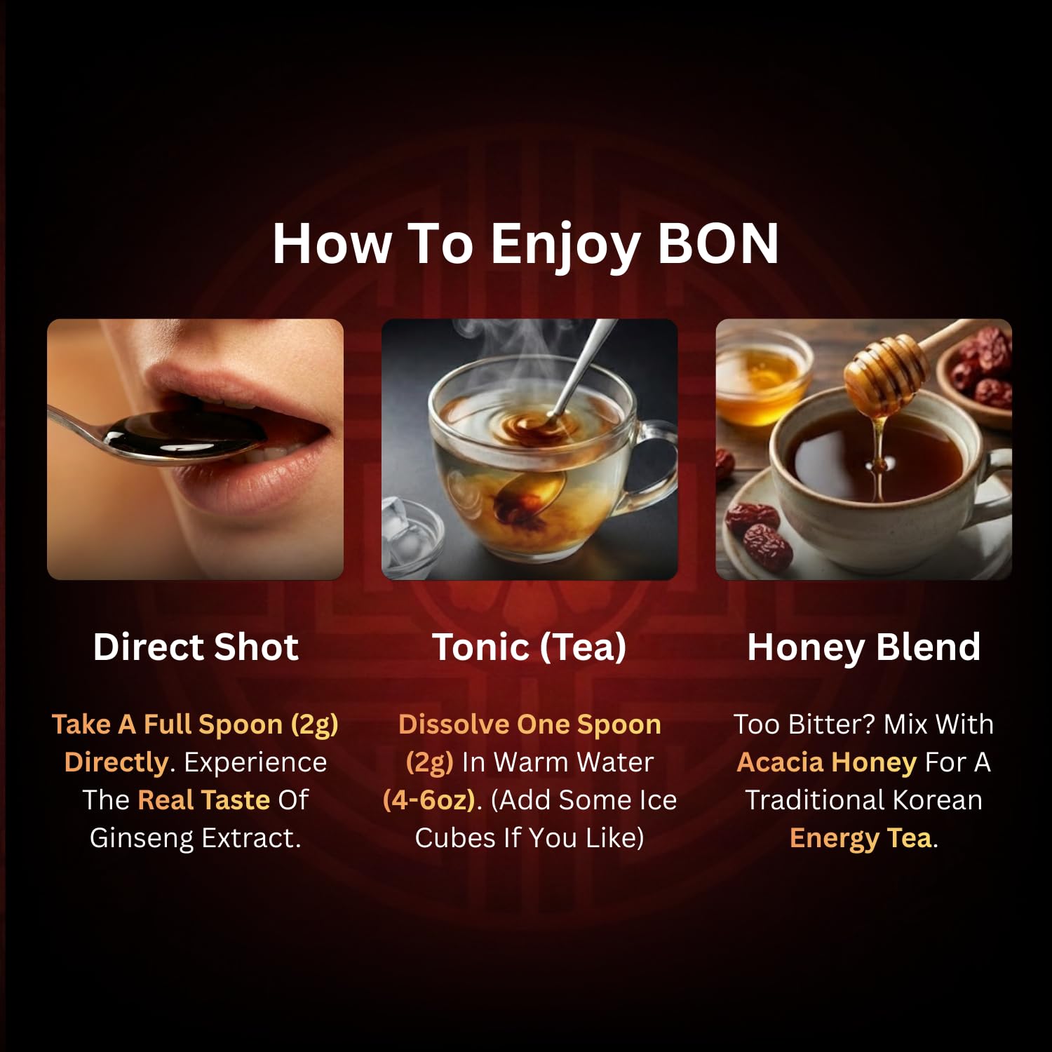 BTGIN Bon Korean Red Panax Ginseng packaging with certification icons