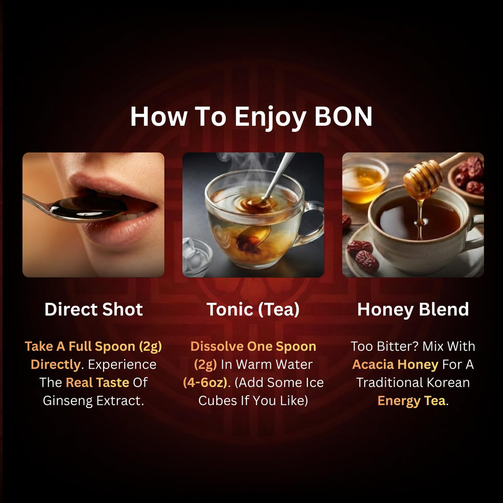 BTGIN Bon Korean Red Panax Ginseng packaging with certification icons