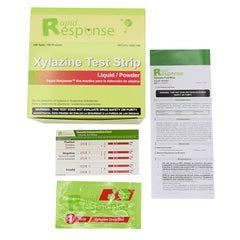 BTNX Rapid Response Xylazine test strip used on powder samples for rapid presumptive testing.