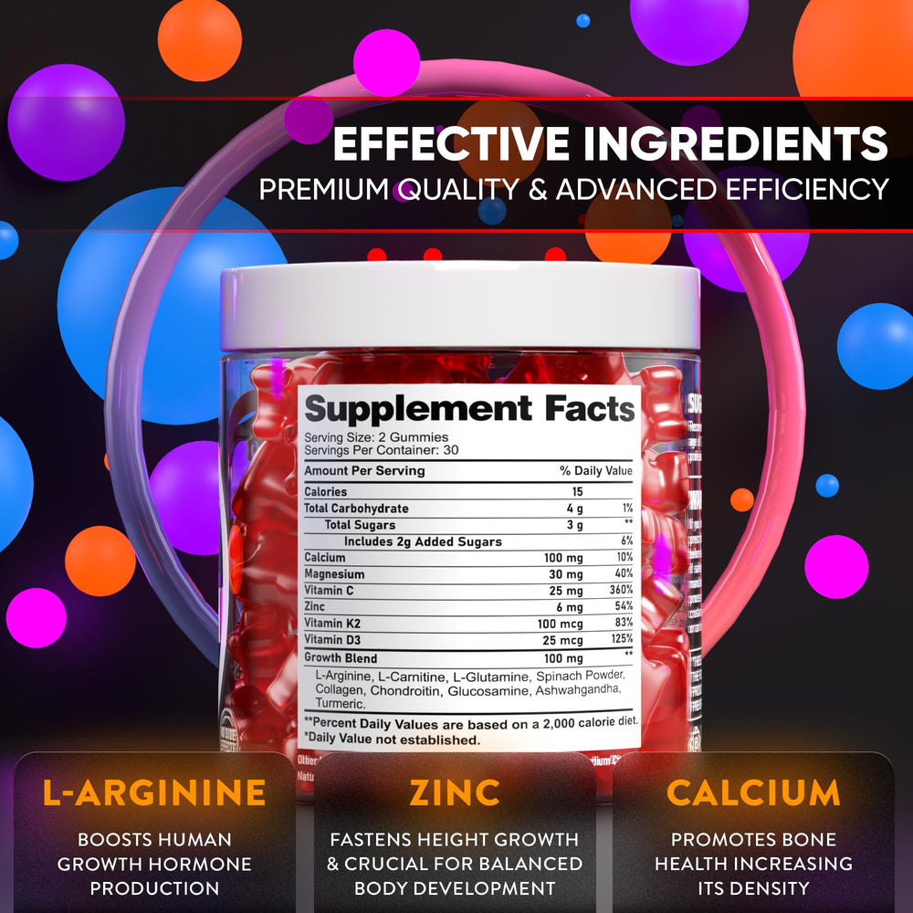 BTQ Biotequelab Height Growth Gummies kids smiling, highlighting a kid-friendly daily supplement.