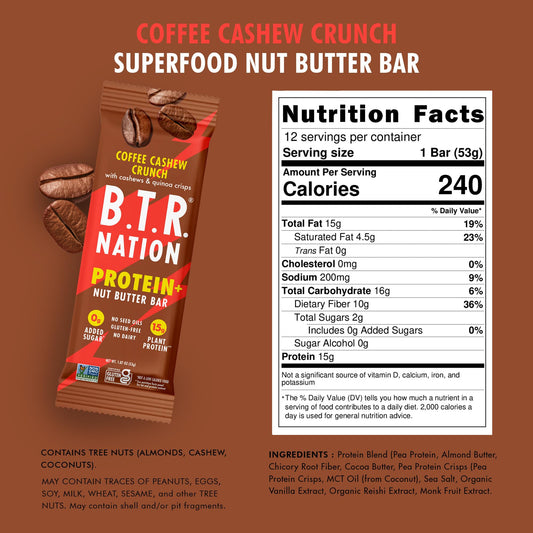 B.T.R. Nation 15g vegan protein bar highlights plant-based protein for post-workout recovery