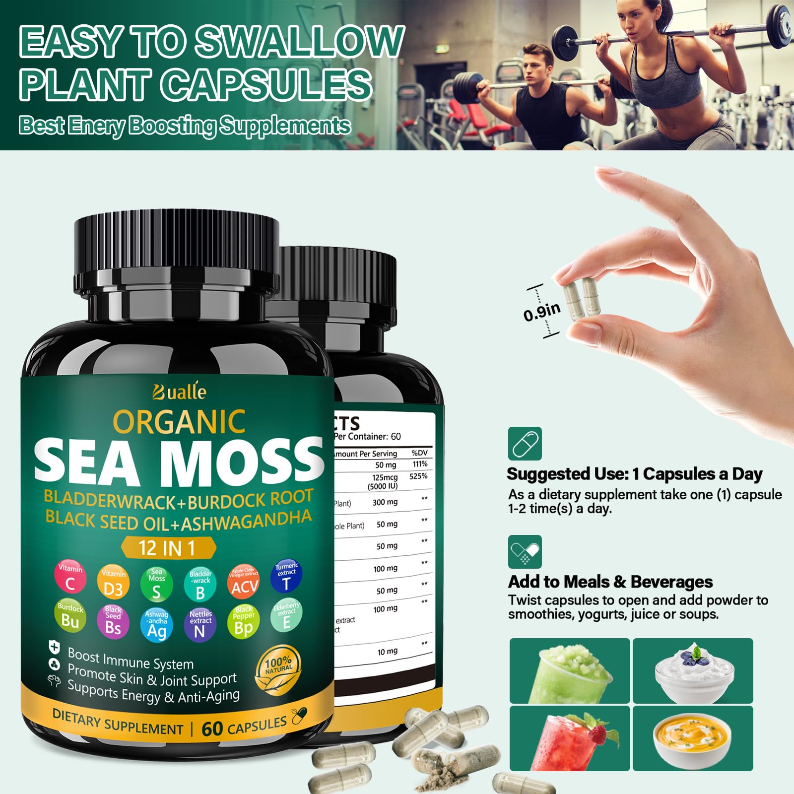 Bualle 120-capsule pack for easy daily supplementation