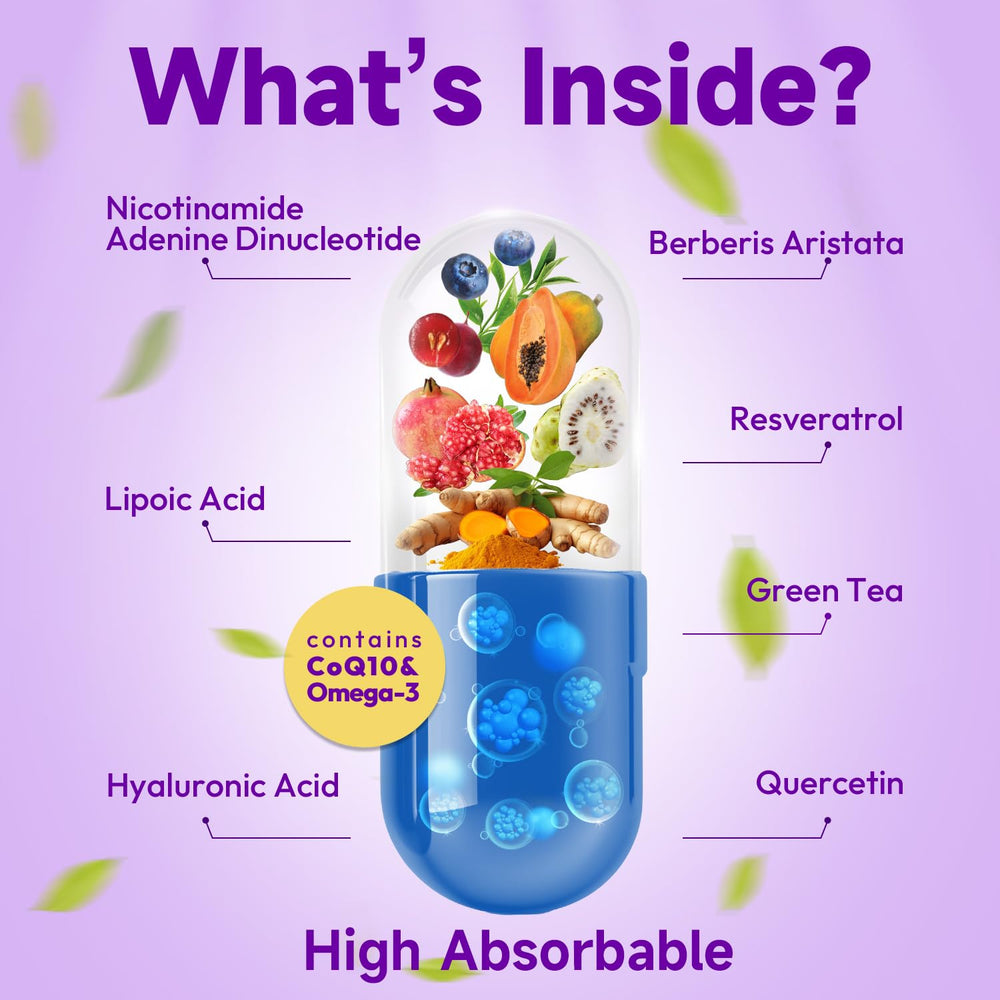 Bualle NAD ingredients include resveratrol and berberine for cellular support.