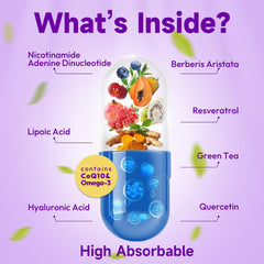 Bualle NAD ingredients include resveratrol and berberine for cellular support.