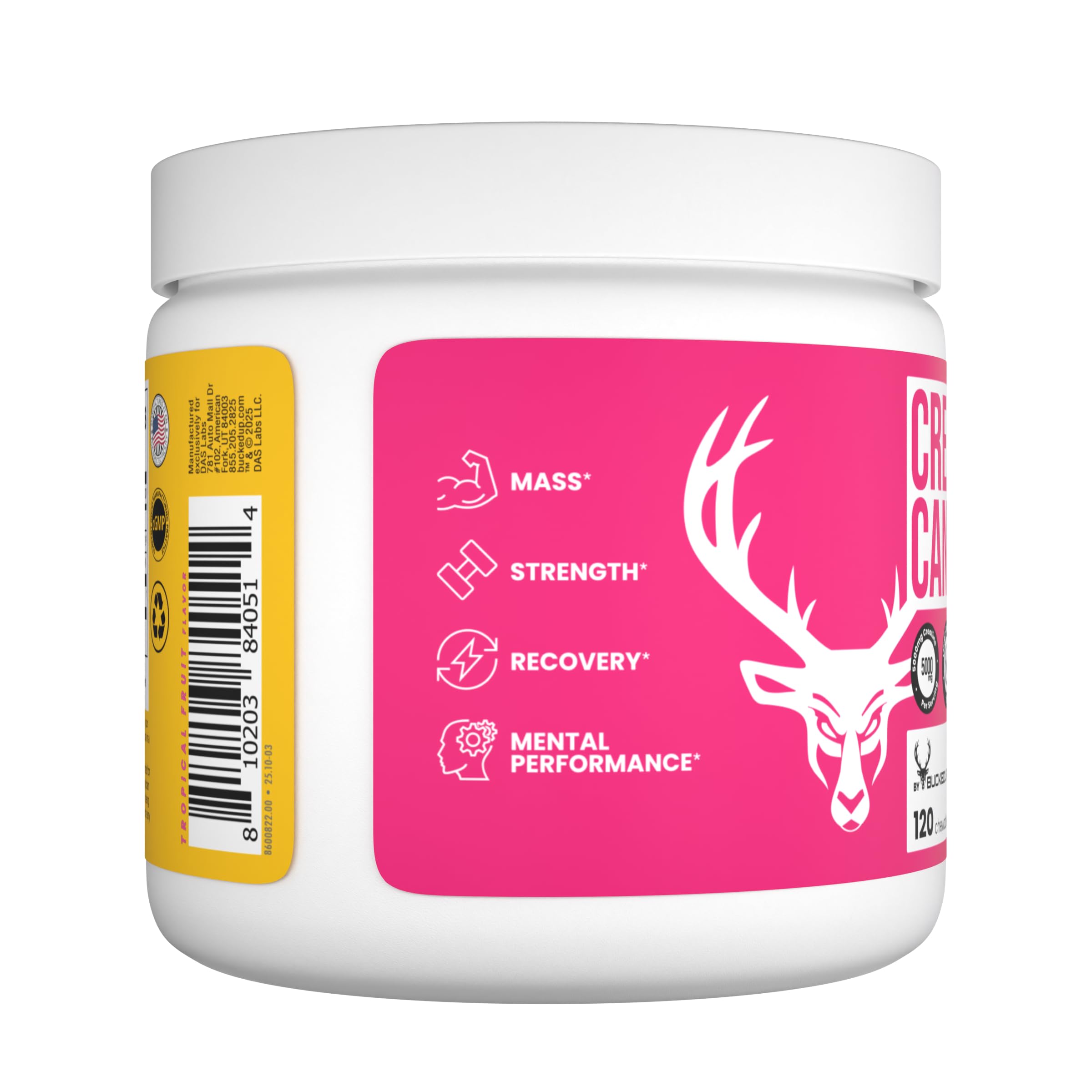 Bucked Up Creatine Candy Tropical Blast vibrant tropical flavor profile with pineapple mango guava