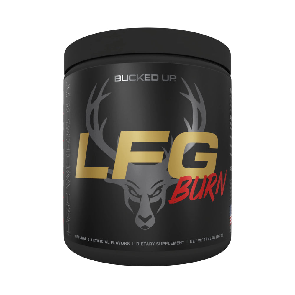 Bucked Up LFG pre-workout berry tub showcases energy-boosting formula for intense sessions