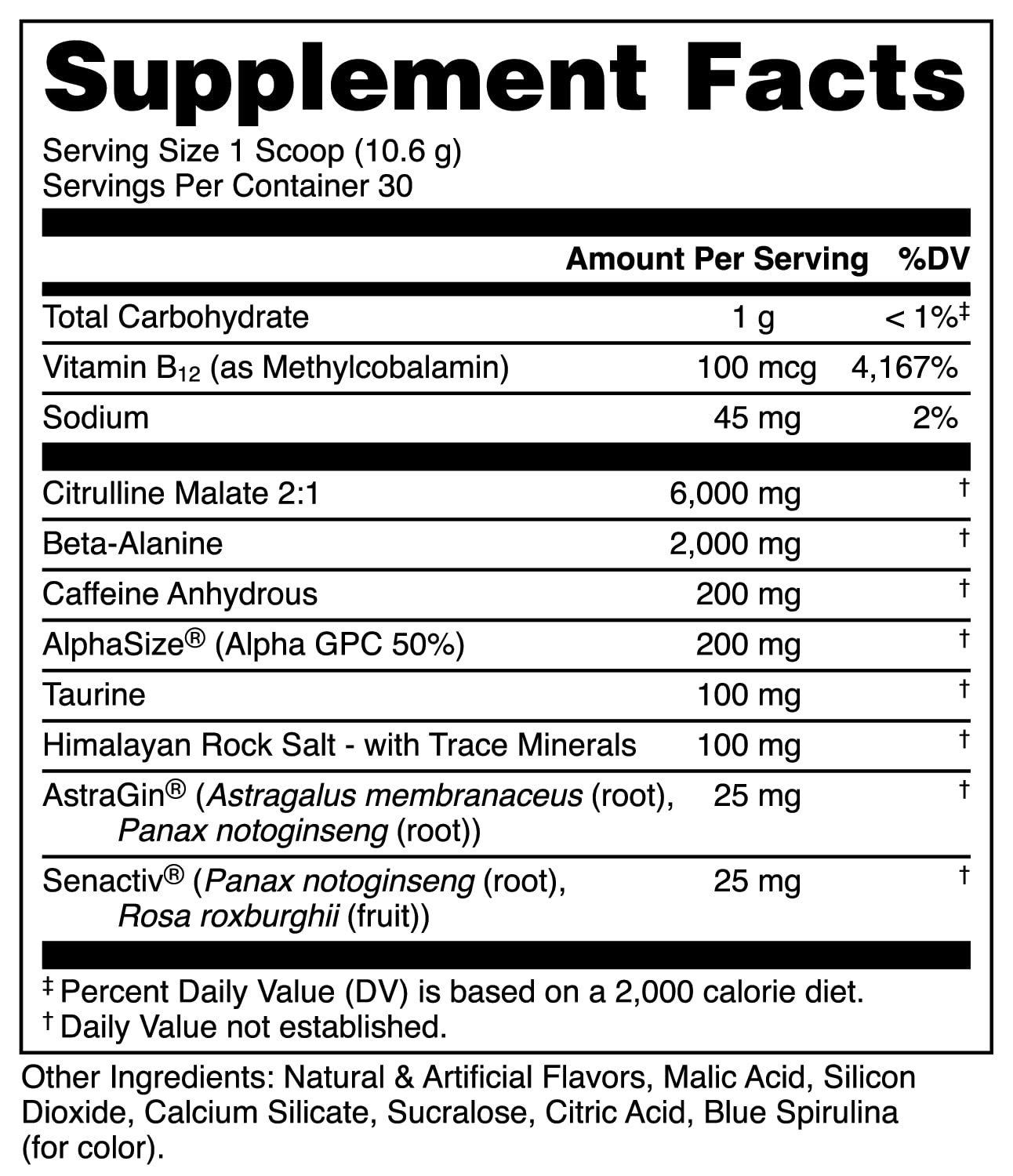 Bucked Up pre-workout powder scoop highlighting precise dosage for workouts.