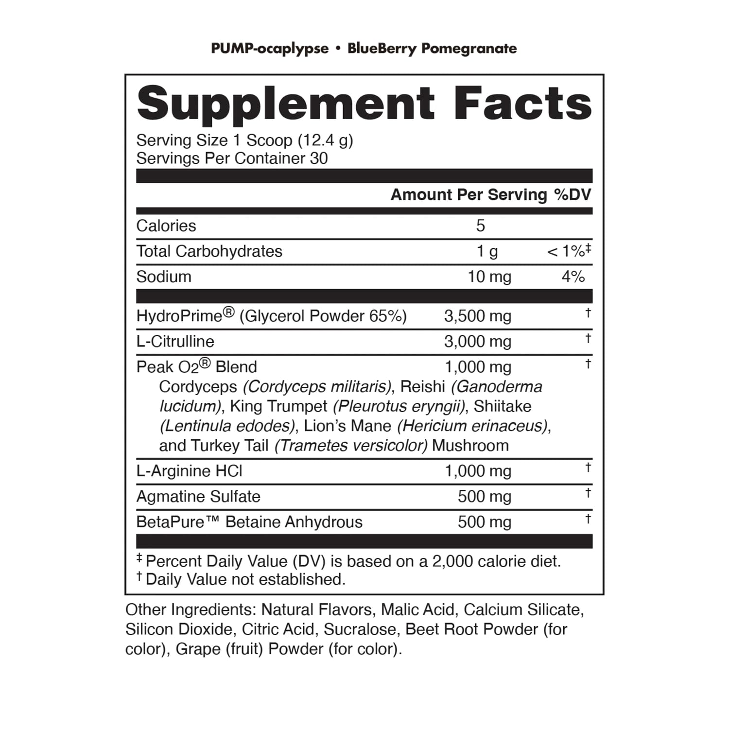 Bucked Up Pump-ocalypse label close-up highlighting nitric oxide support