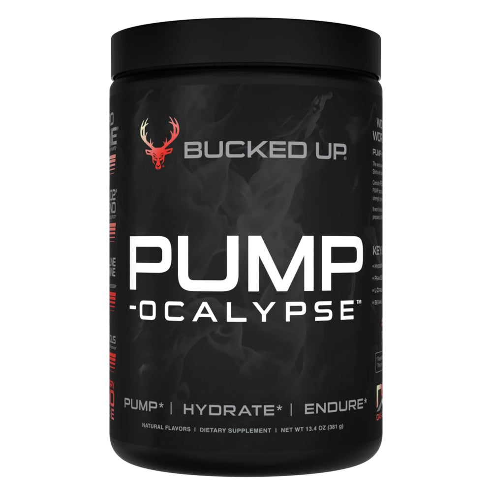 Bucked Up Pump-ocalypse Raspberry Lemonade bottle with label signaling enhanced blood flow