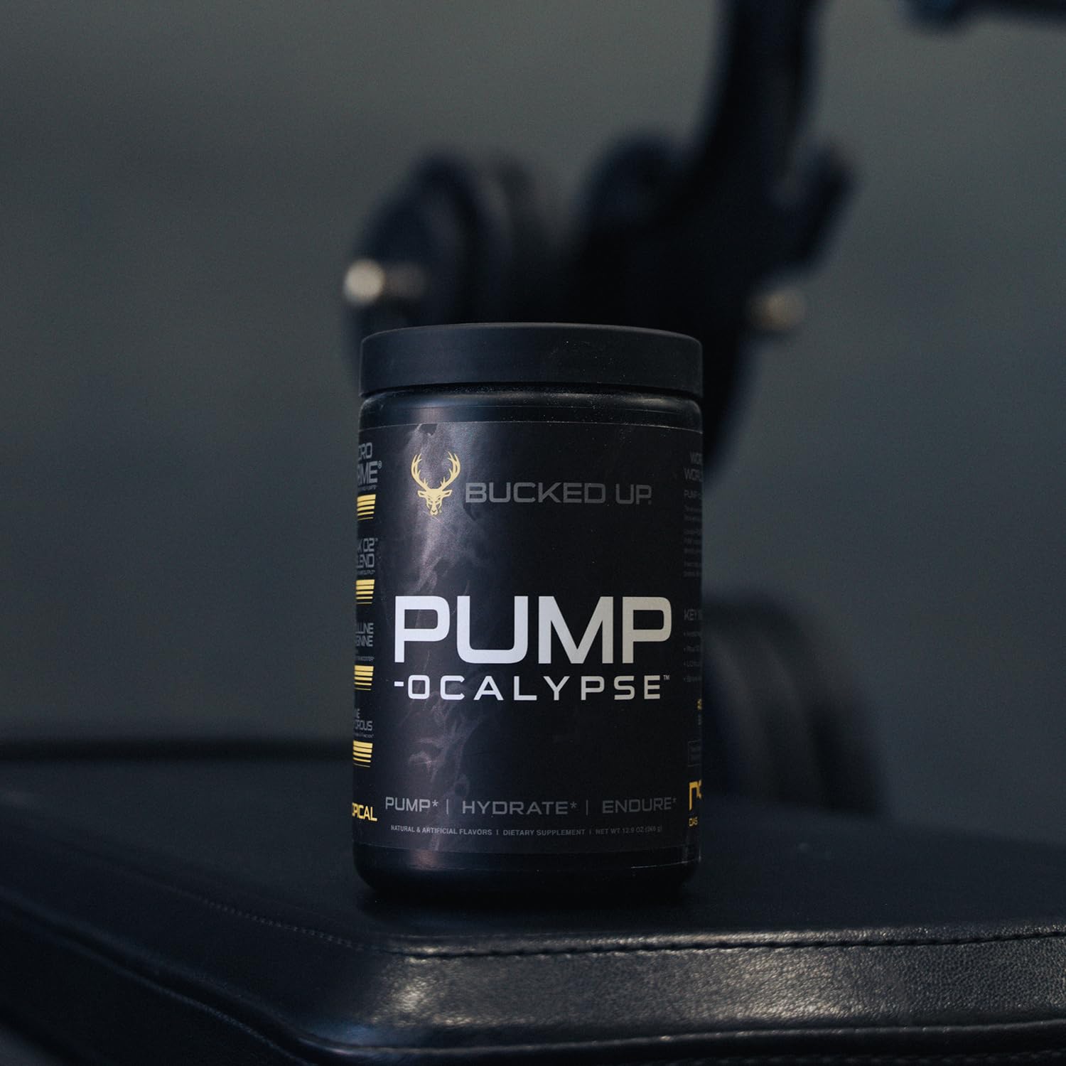 Bucked Up Pump-ocalypse Tropical in gym use highlighting vascularity.