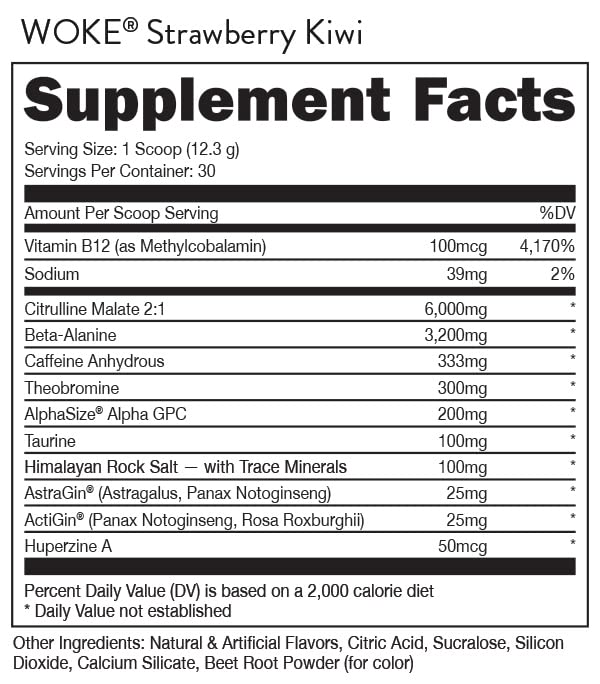 Bucked Up Woke health label shows transparent nutrition and no added sugar