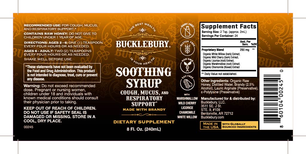 Bucklebury amber bottle glow communicates premium herbal syrup for seasonal relief.
