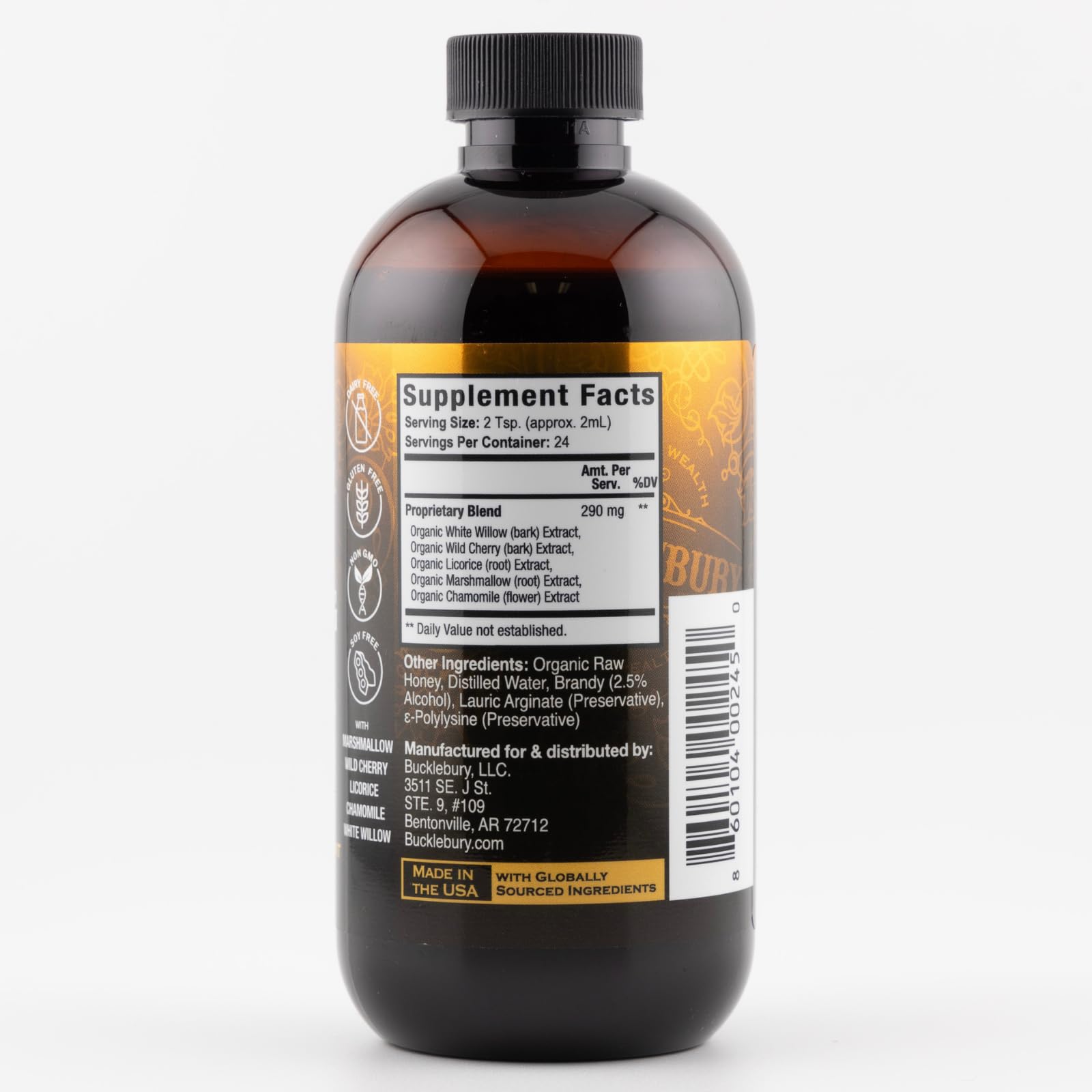 Bucklebury bottle with soft focus conveys preservation with brandy touch.