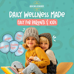 Bucklebury Non-GMO ingredients ensure safe kid's supplement bottle