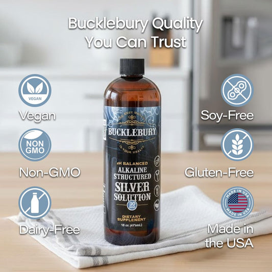 Bucklebury Silver Solution bottle label showing 30ppm and balance.