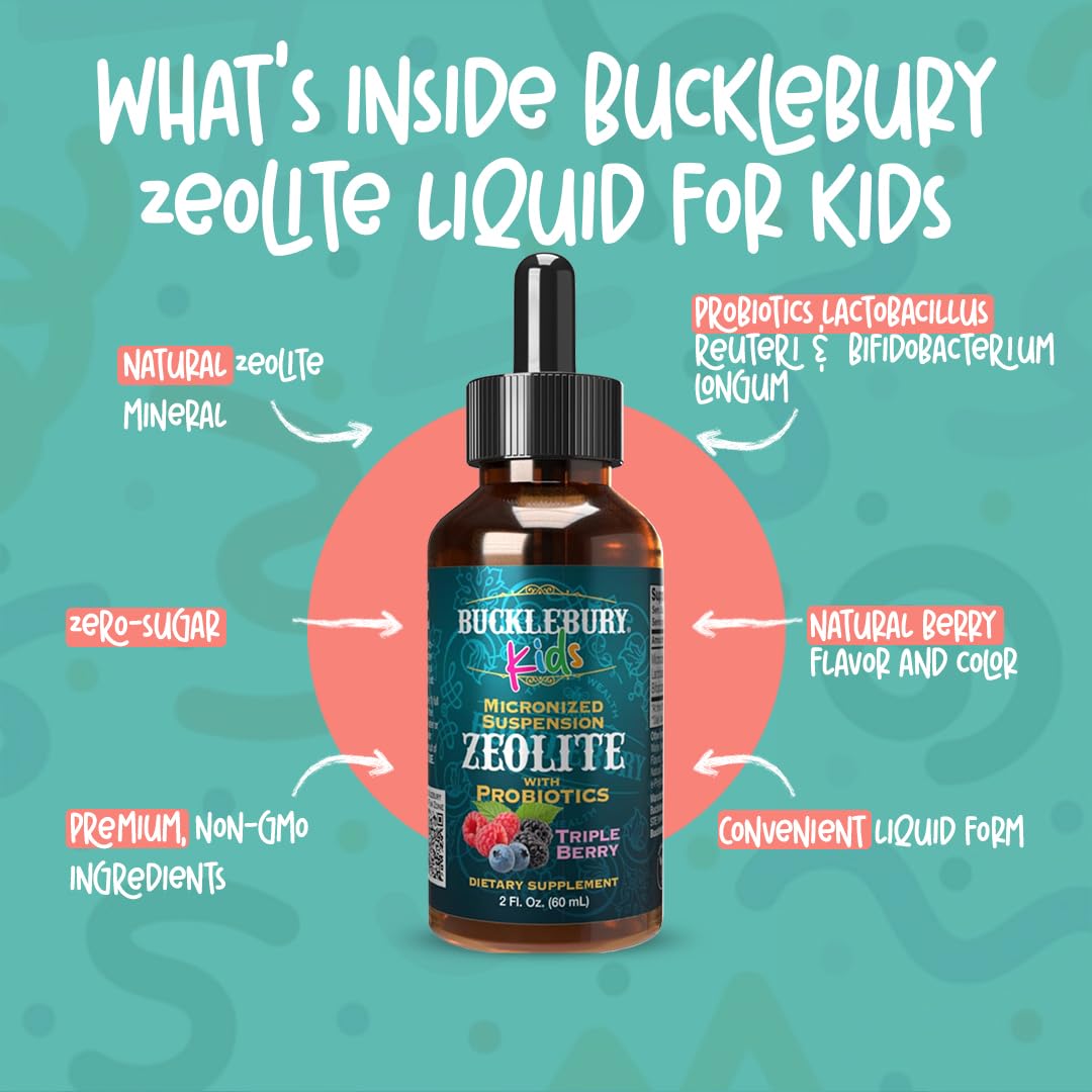 Bucklebury Zeolite Detox for Kids natural berry flavor label