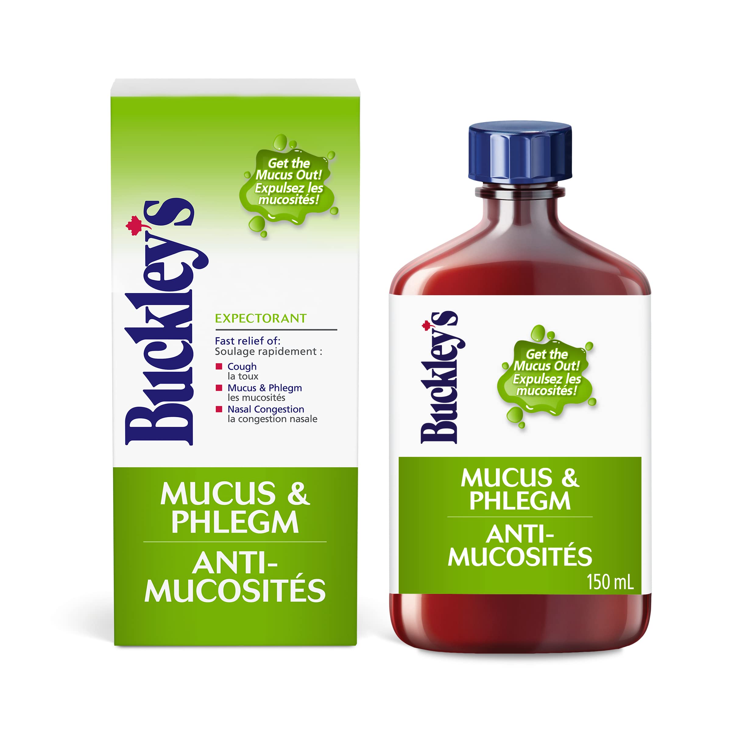 Buckley’s Expectorant Syrup bottle front view for chest-clearing support