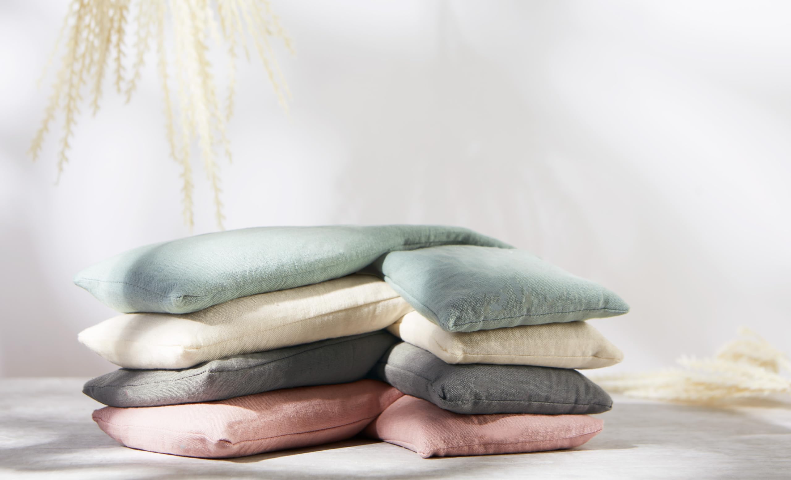 Bucky buckwheat filling provides natural warmth or cooling comfort.