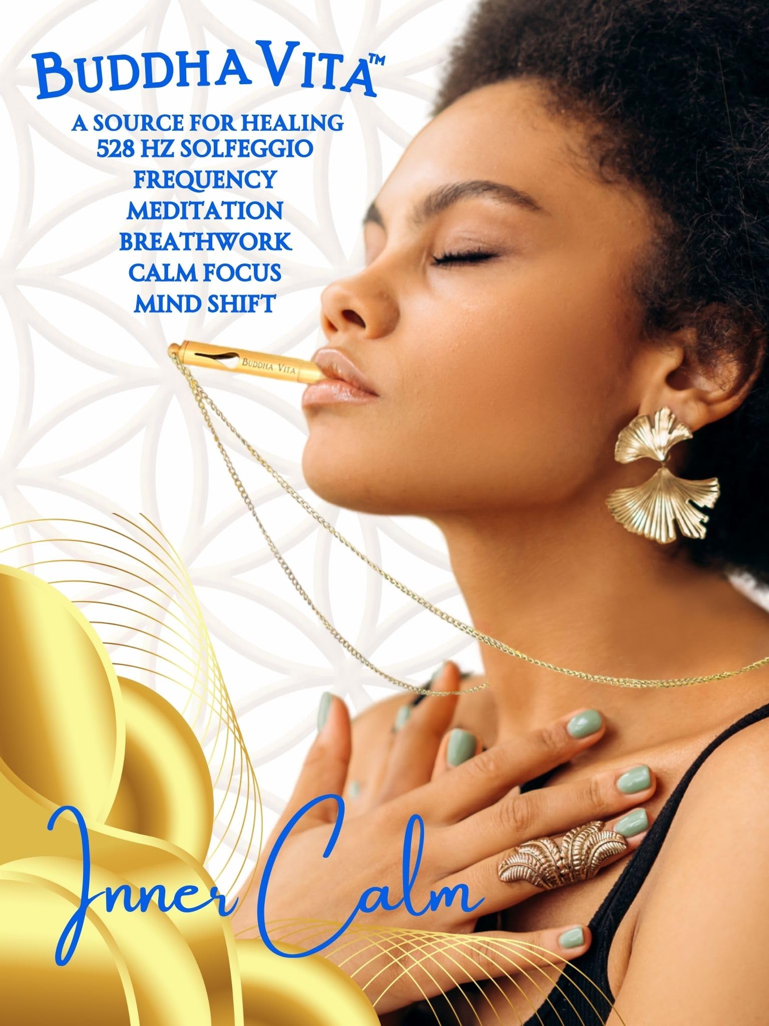 Buddha Vita necklace spinner detail supports focused meditation and calm