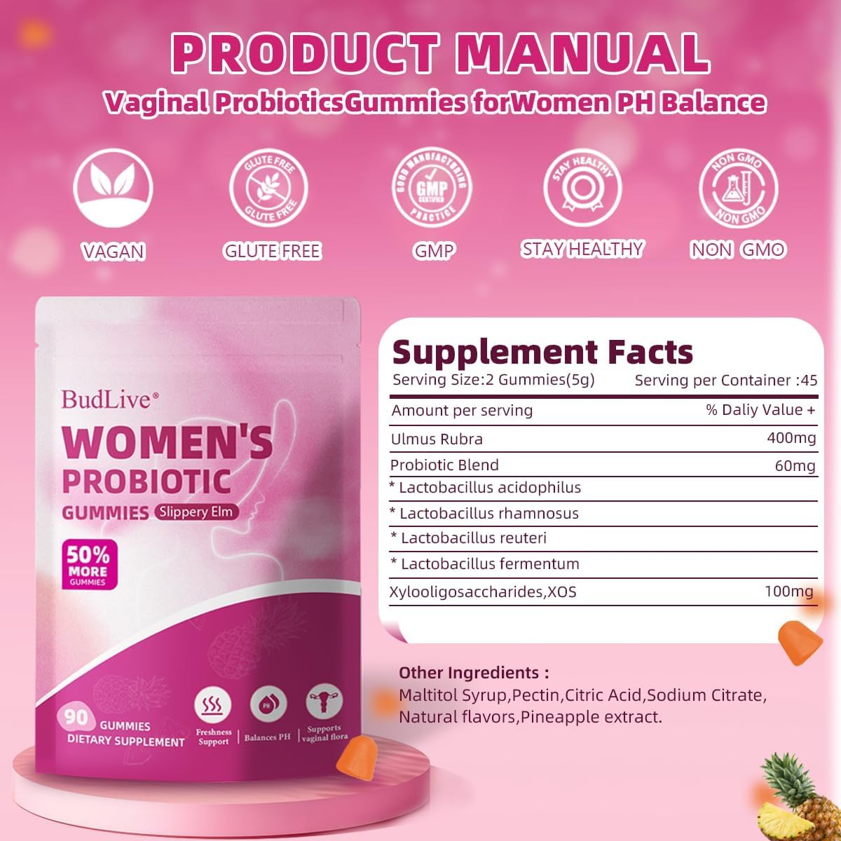 BudLive product image with icons for pH balance and odor control.