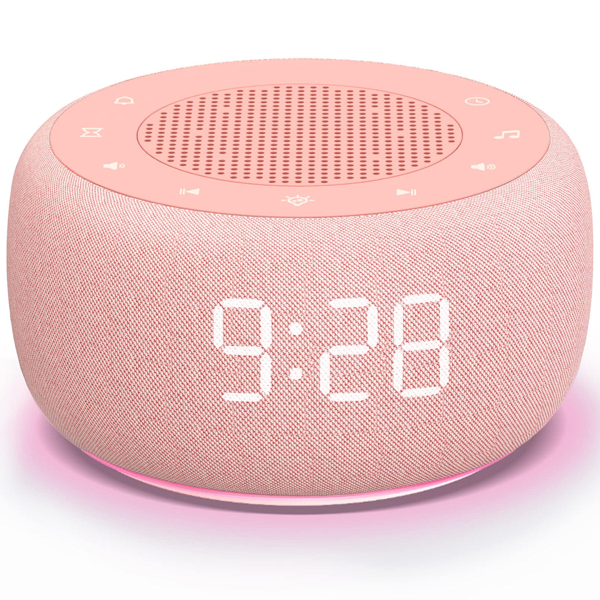 BUFFBEE sound machine alarm clock front view showing 2-in-1 design for better sleep.