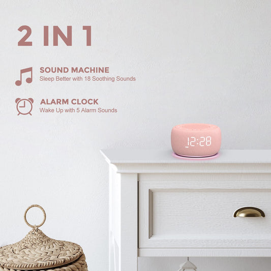 BUFFBEE sound machine alarm clock volume dial for precise control of audio.